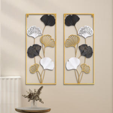 Unique Golden Black & White Ginkgo Leaf Metal Wall Art